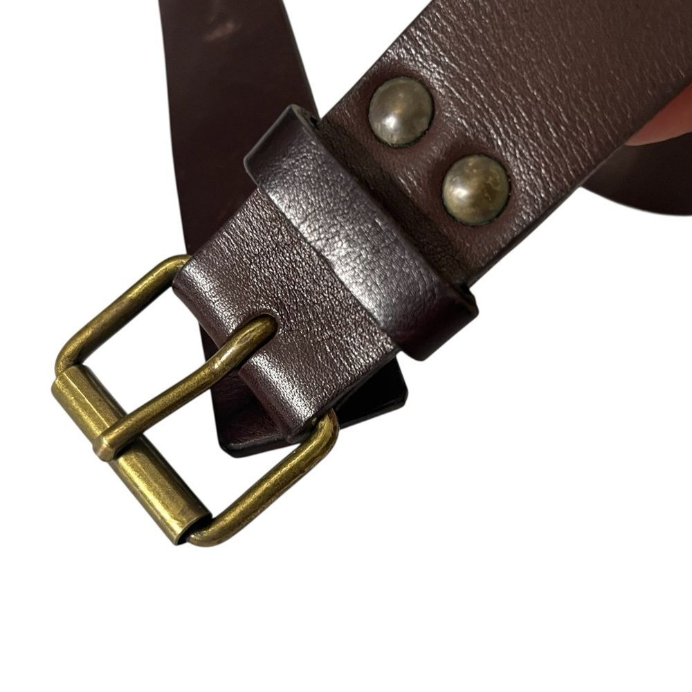 Lanvin Leather Belt Women's XS Brown Gold Tone Buckle Minimalist Classic France - Picture 12 of 15